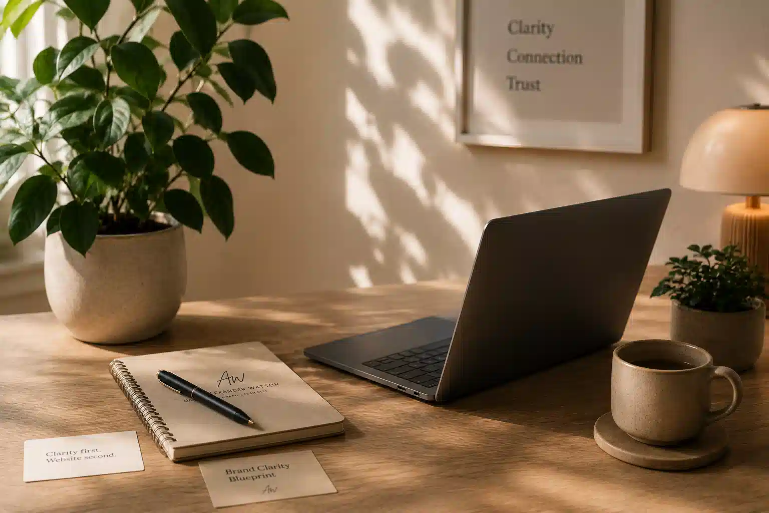 Desk prepared for a brand clarity conversation
