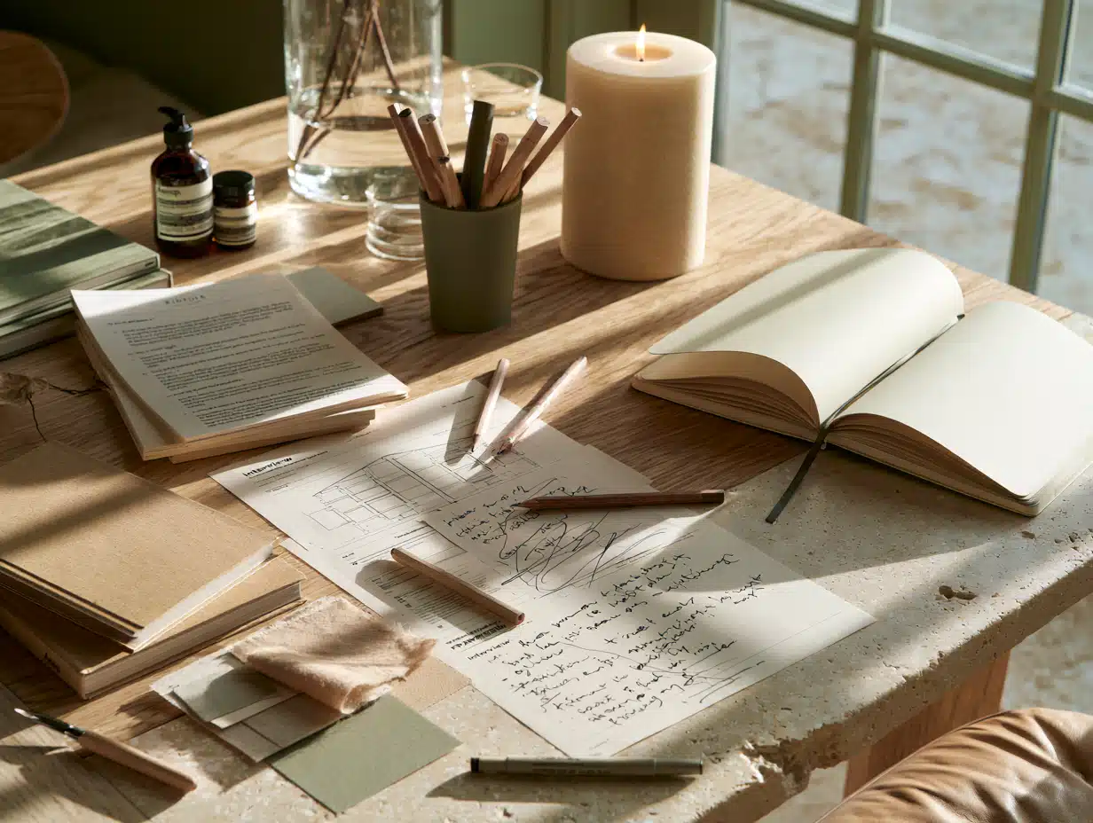 Editorial workspace showing the considered development of a founding therapist project