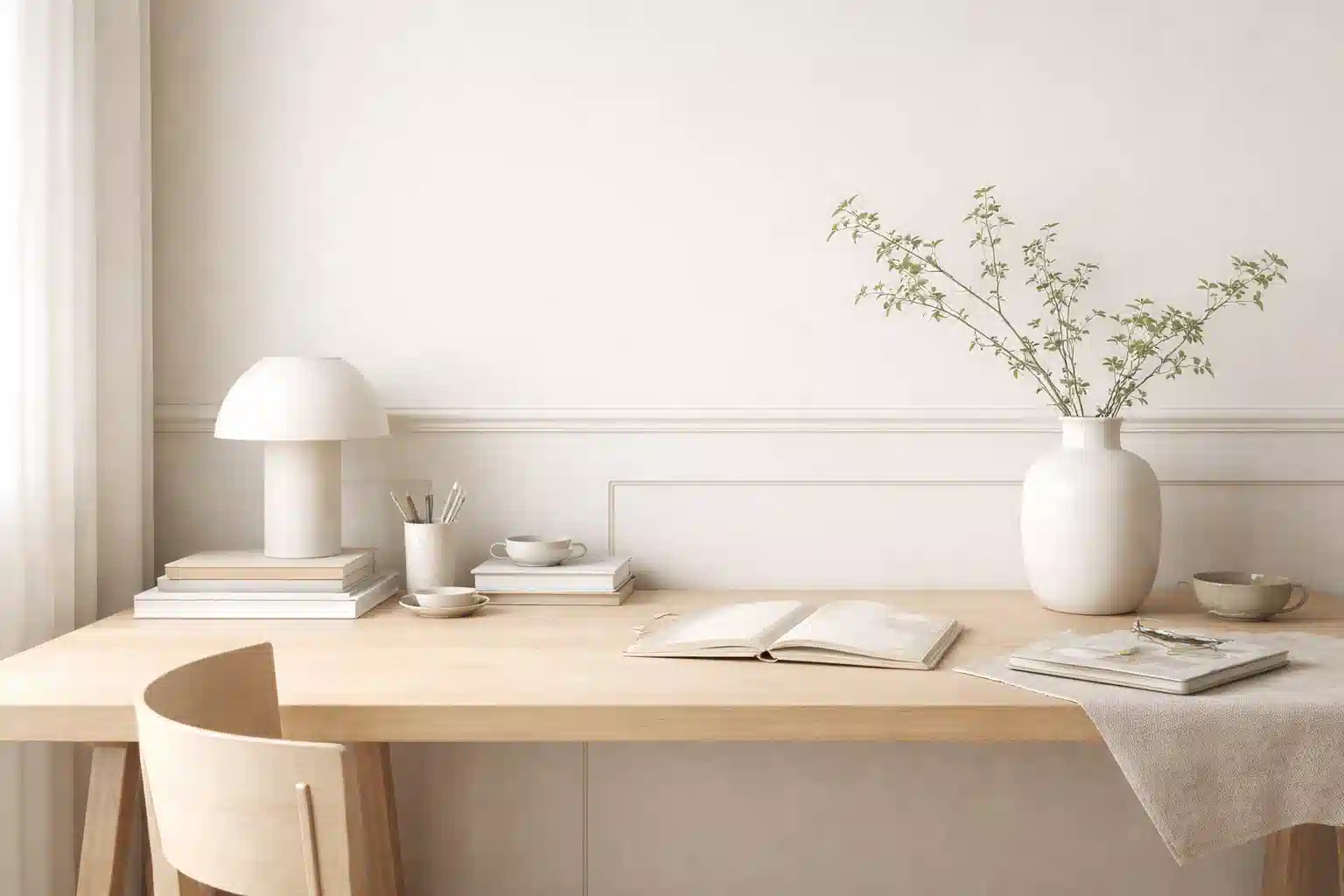 Calm, minimal workspace for a therapist website