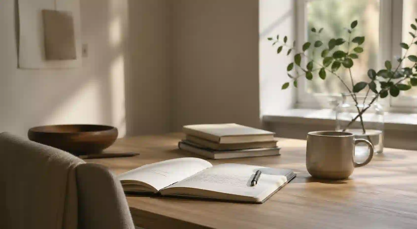 A calm workspace representing clarity, trust and thoughtful therapist website design.