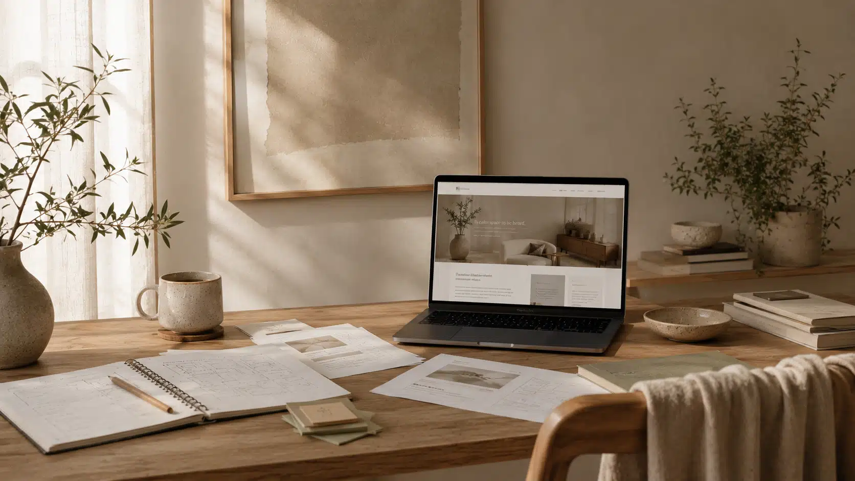 A calm, minimal desk with a single sheet of paper, soft light and generous space.